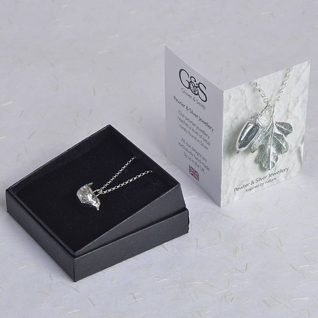 Pewter & sterling silver wren necklace