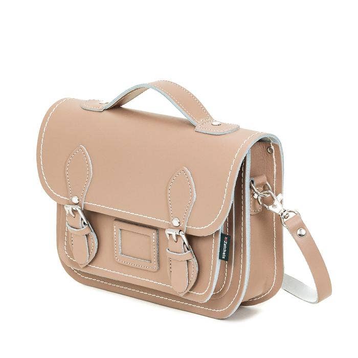 Iced mocha handmade leather midi satchel