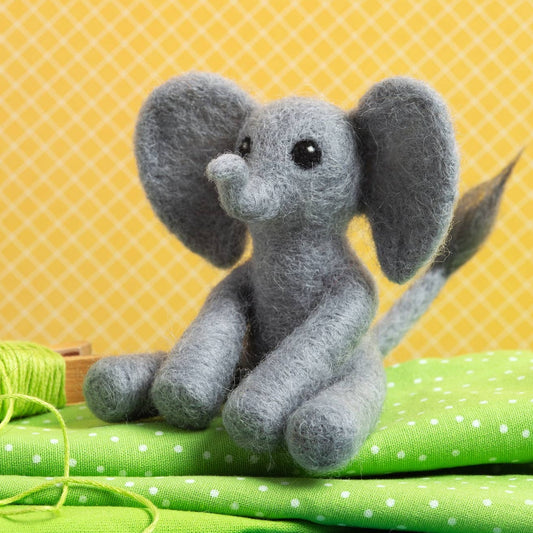 Baby elephant mini needle felting kit