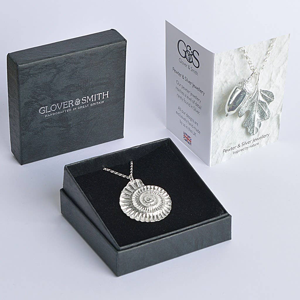 Pewter & sterling silver ammonite necklace