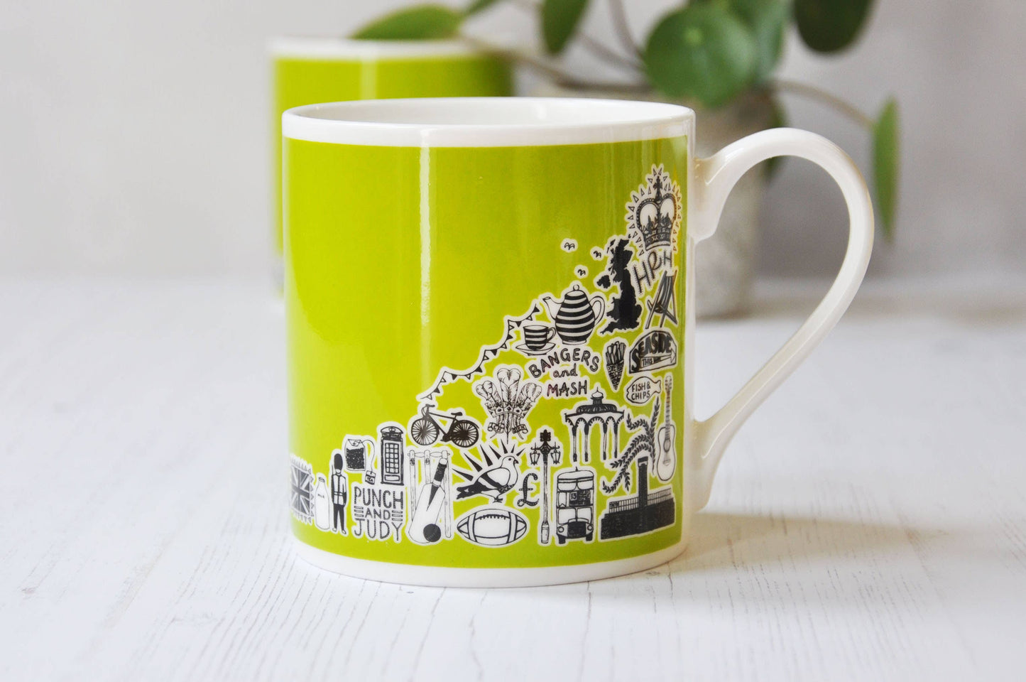 British icons lime green mug