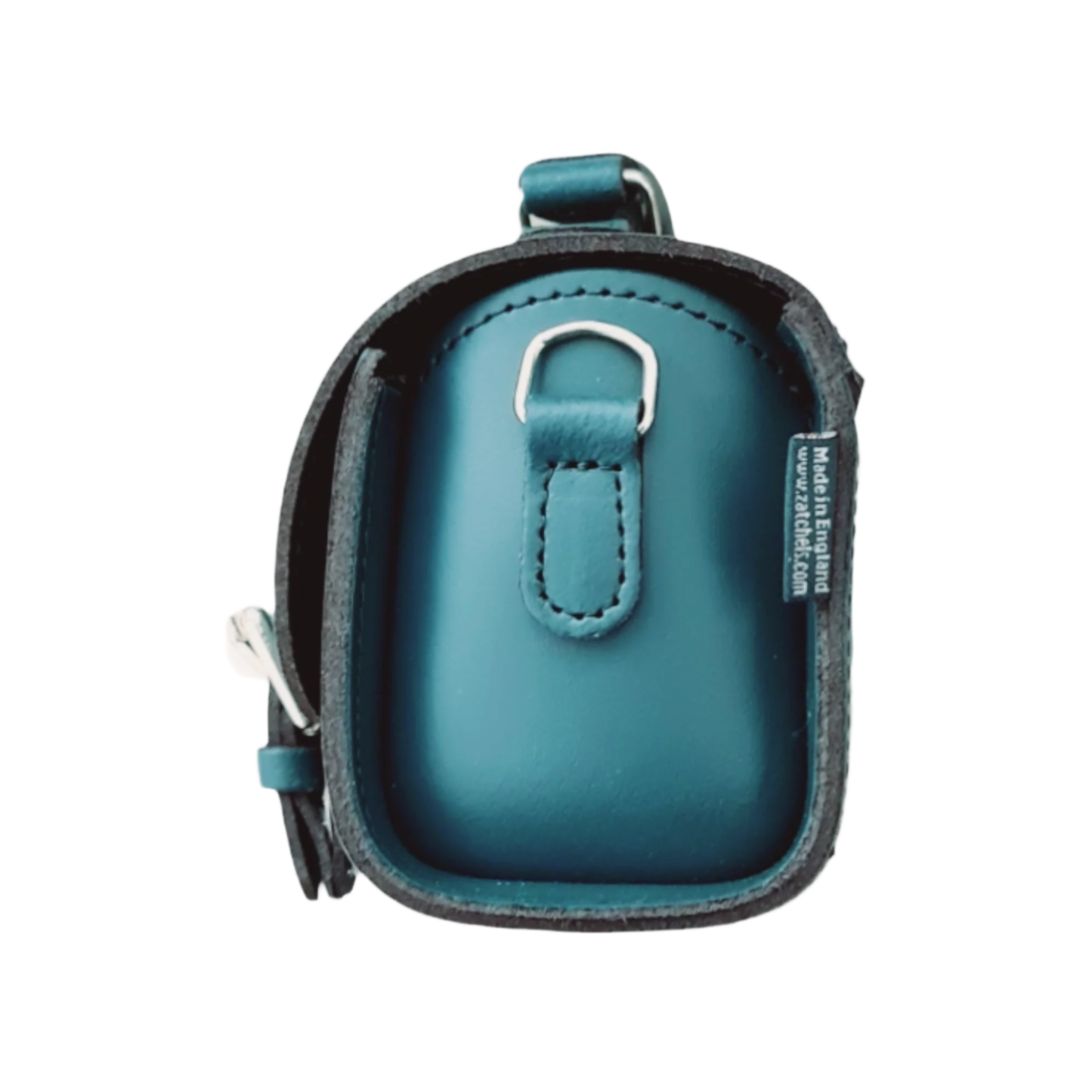 Handmade teal leather bowler bag