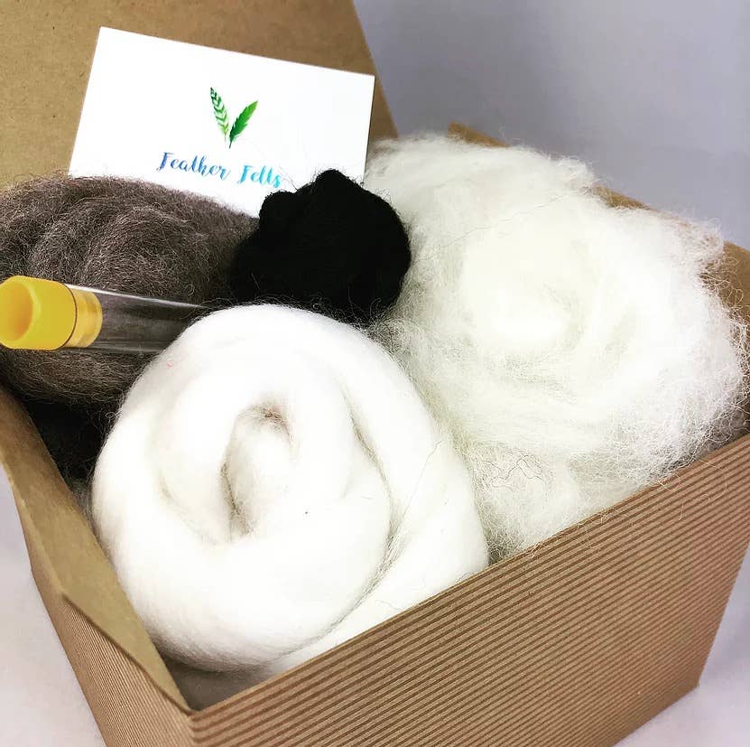 Grey sheep needle felting kit | UK made craft kit