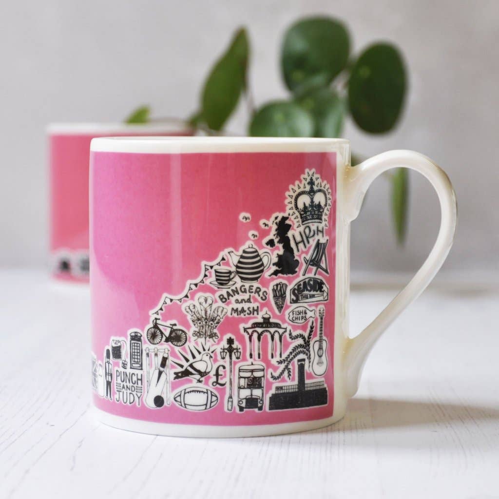 British icons sugar pink mug