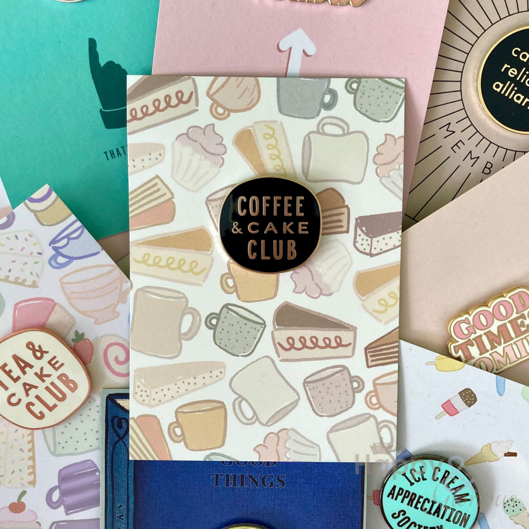 Coffee & cake club positive pin badge