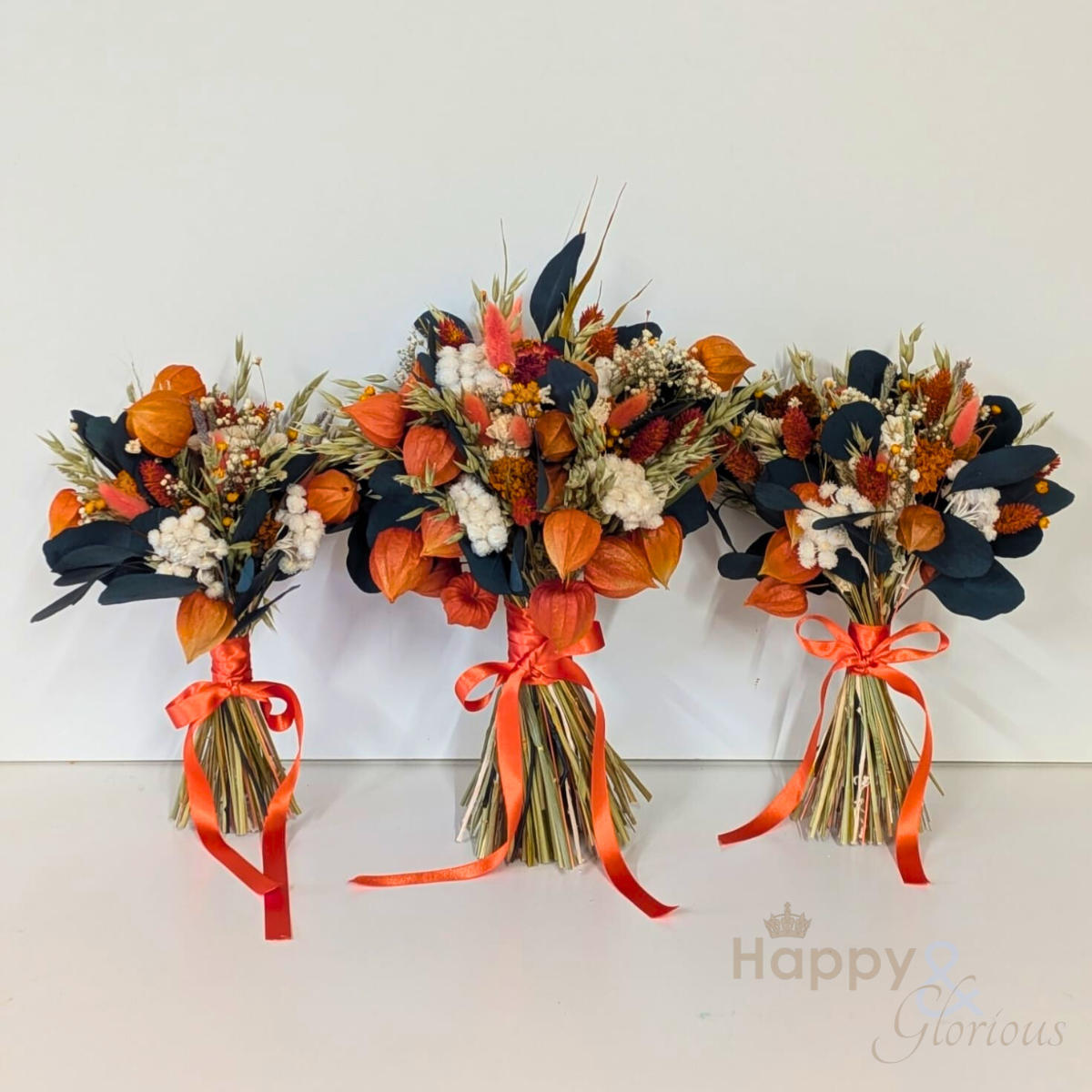 Dried flower wedding bouquets & arrangements | Sunrise palette