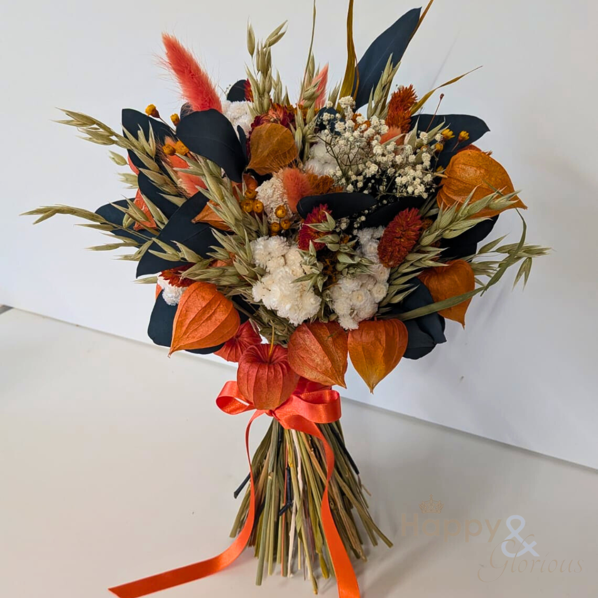 Dried flower wedding bouquets & arrangements | Sunrise palette