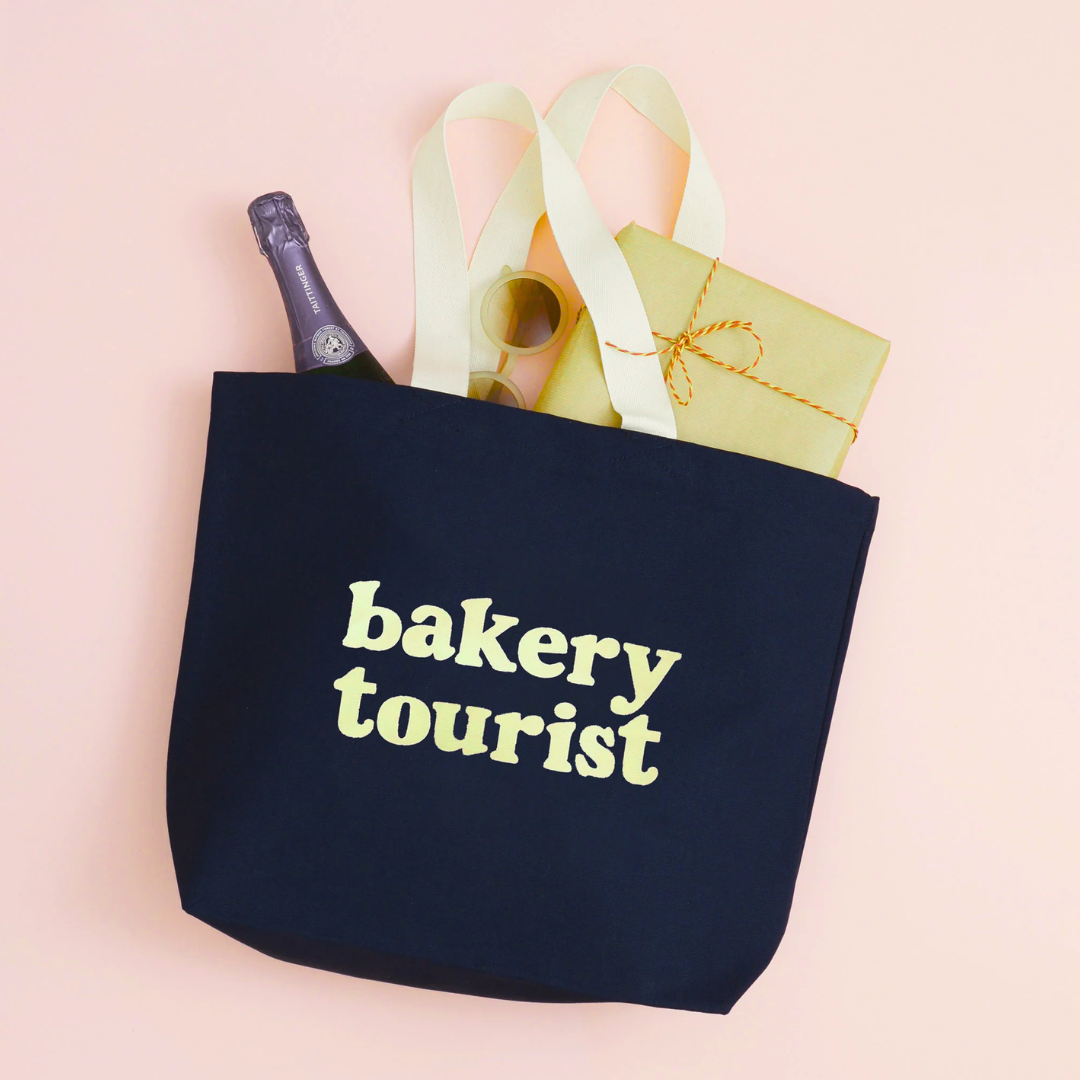 Midnight blue bakery tourist canvas tote bag