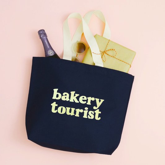 Midnight blue bakery tourist canvas tote bag