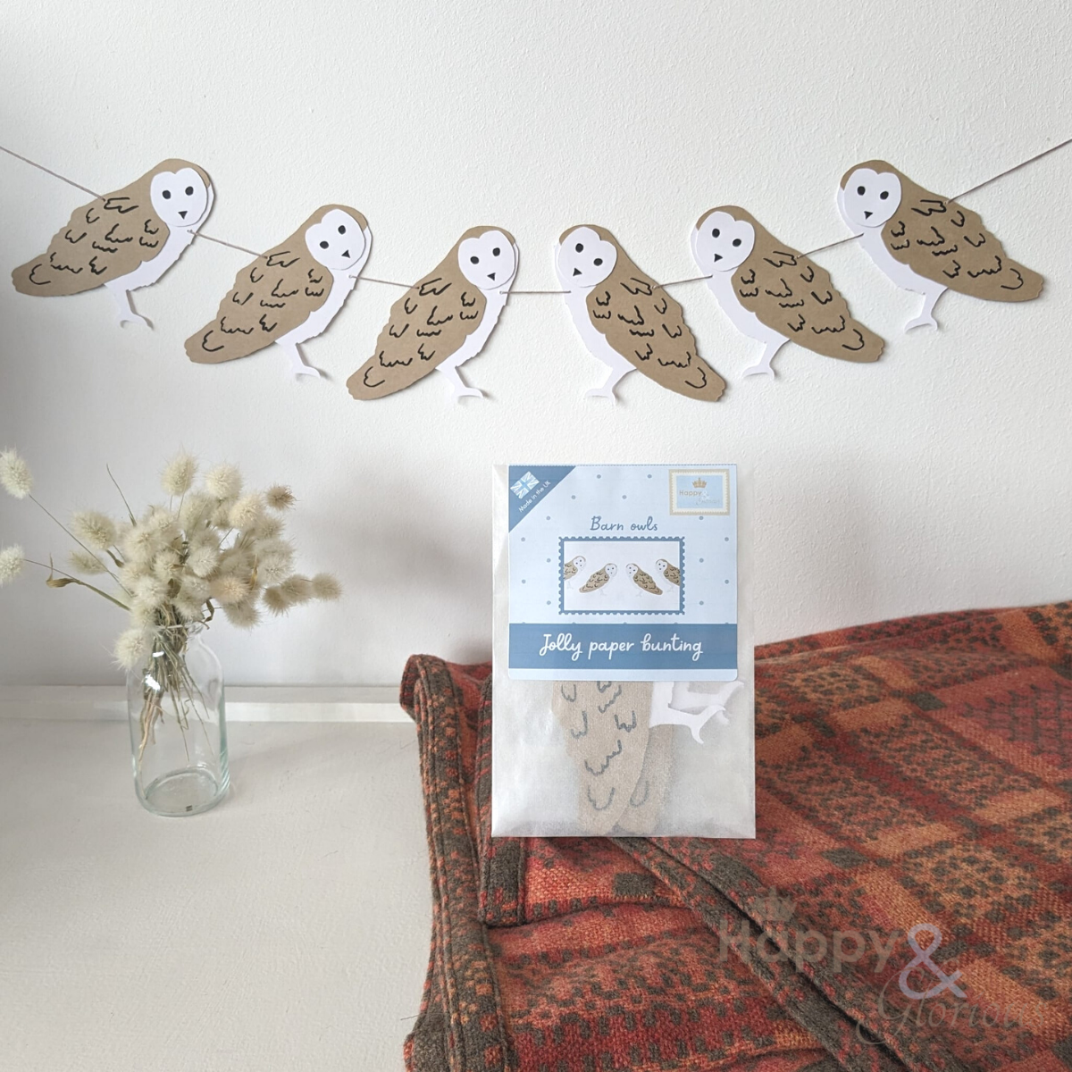 Jolly paper bunting - Barn owls