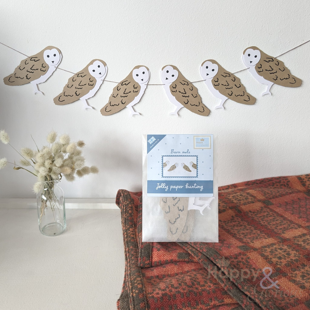 Jolly paper bunting - Barn owls