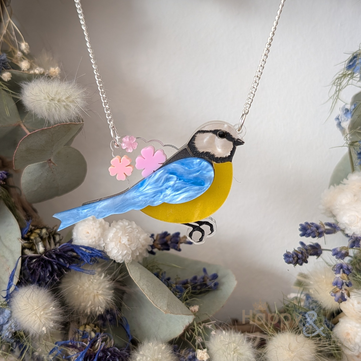 Bluetit & blossom necklace by Tatty Devine