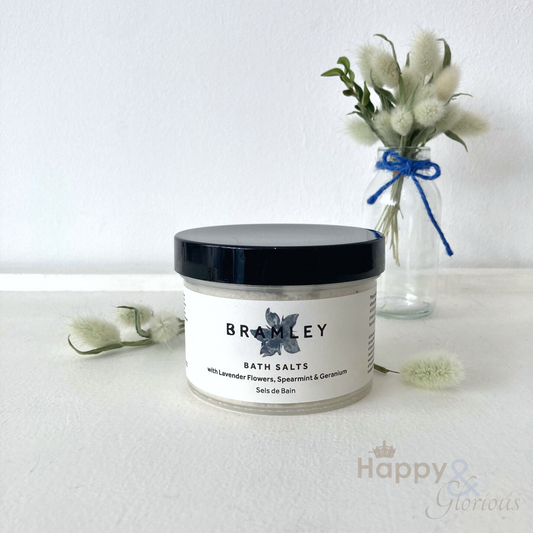 Lavender flower, geranium & spearmint bath salts by Bramley Products