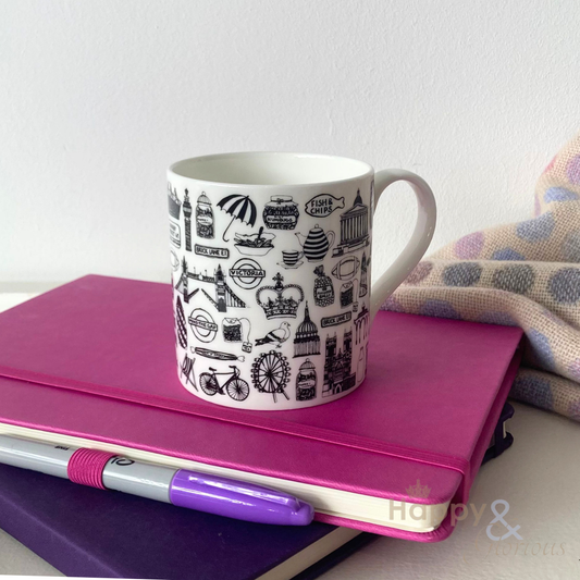 British icons black & white mug