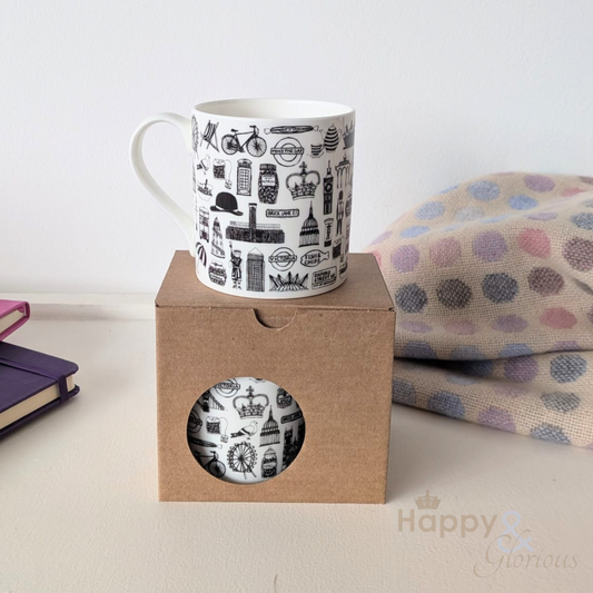 British icons black & white mug