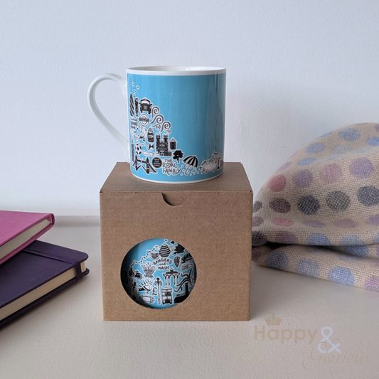 British icons light blue mug