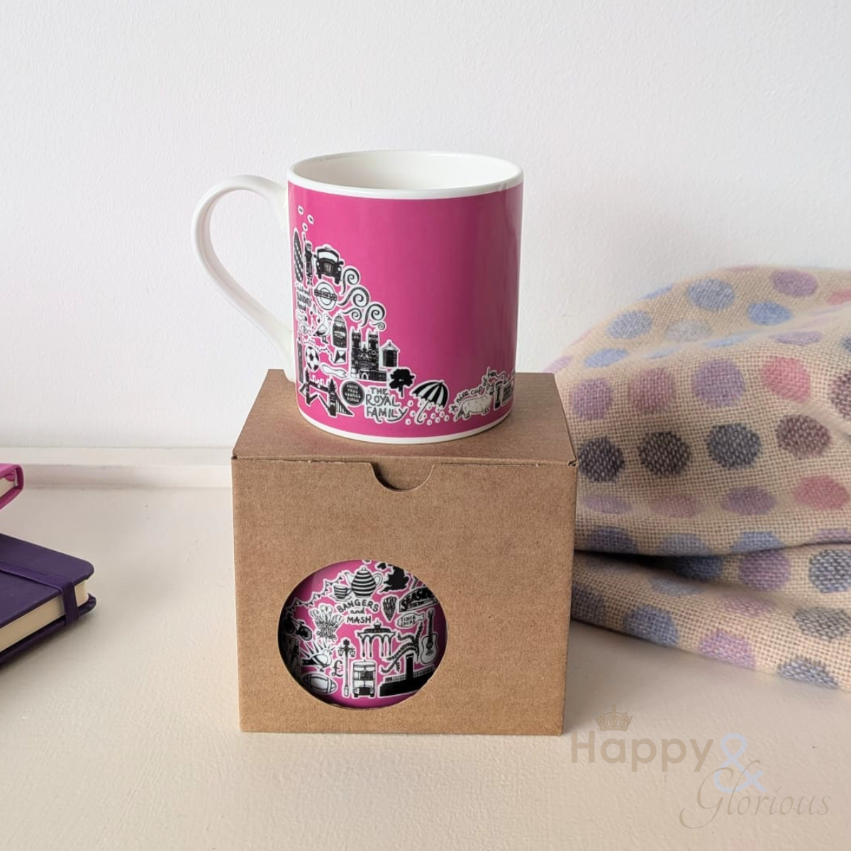 British icons sugar pink mug