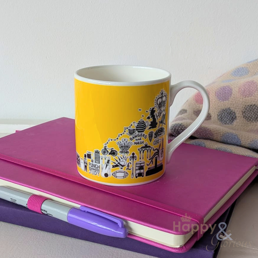 British icons sunshine yellow mug