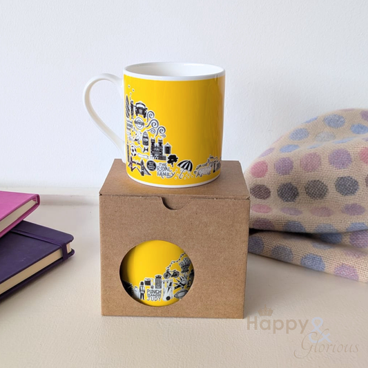 British icons sunshine yellow mug
