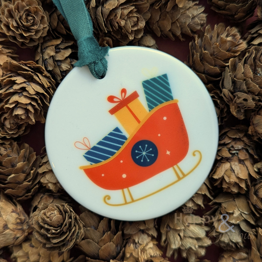 Sleigh ceramic Christmas decoration