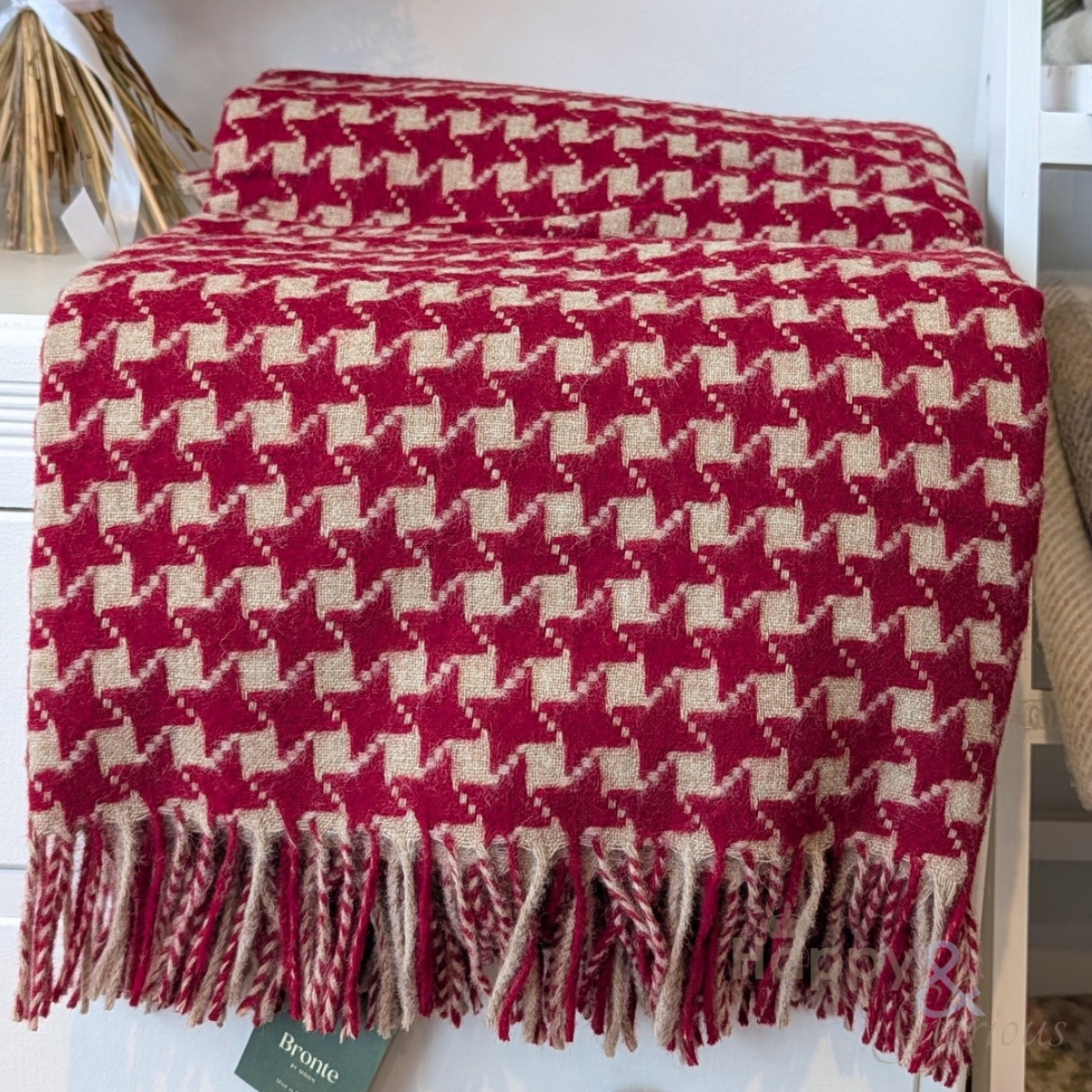 Red star pure wool throw from Bronte by Moon