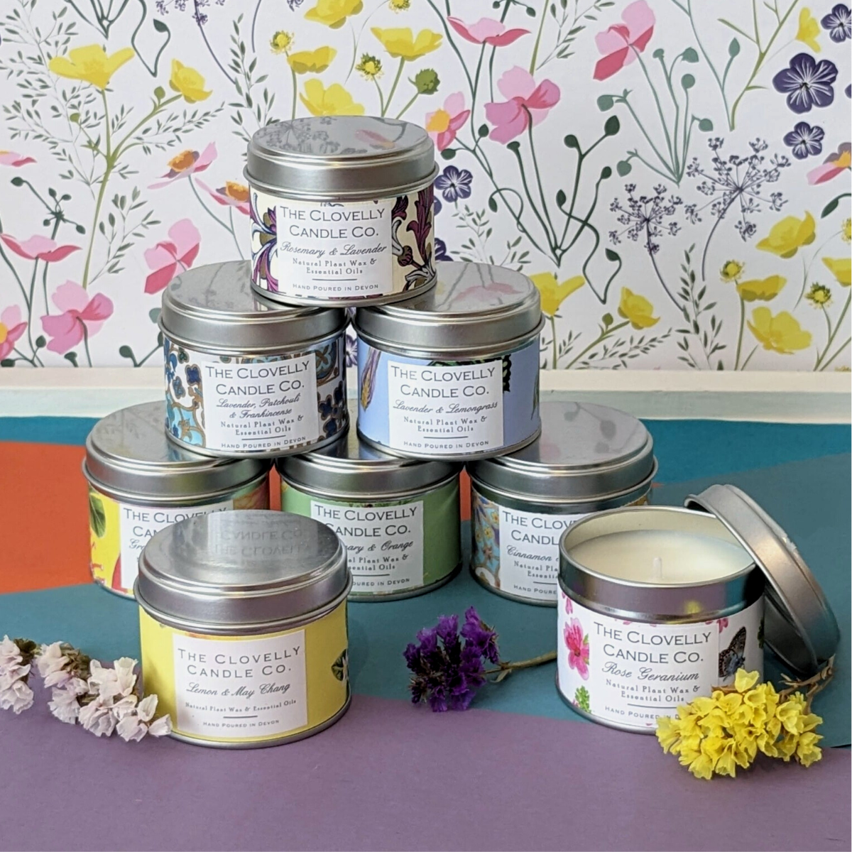 Clovelly rosemary & orange essential oil candle in tin