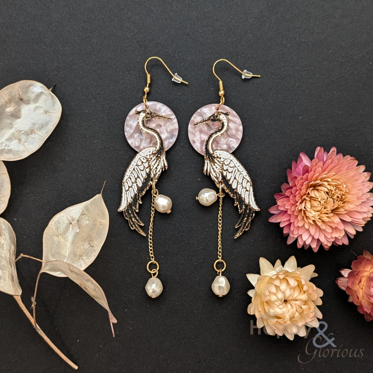 Crane earrings by Tatty Devine