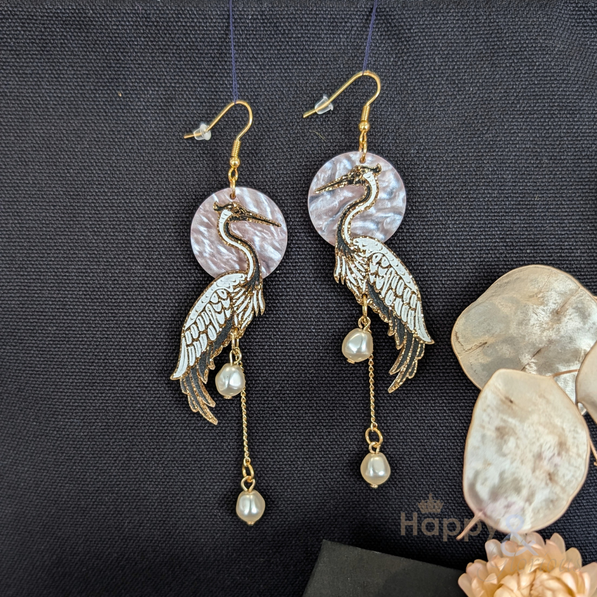Crane earrings by Tatty Devine