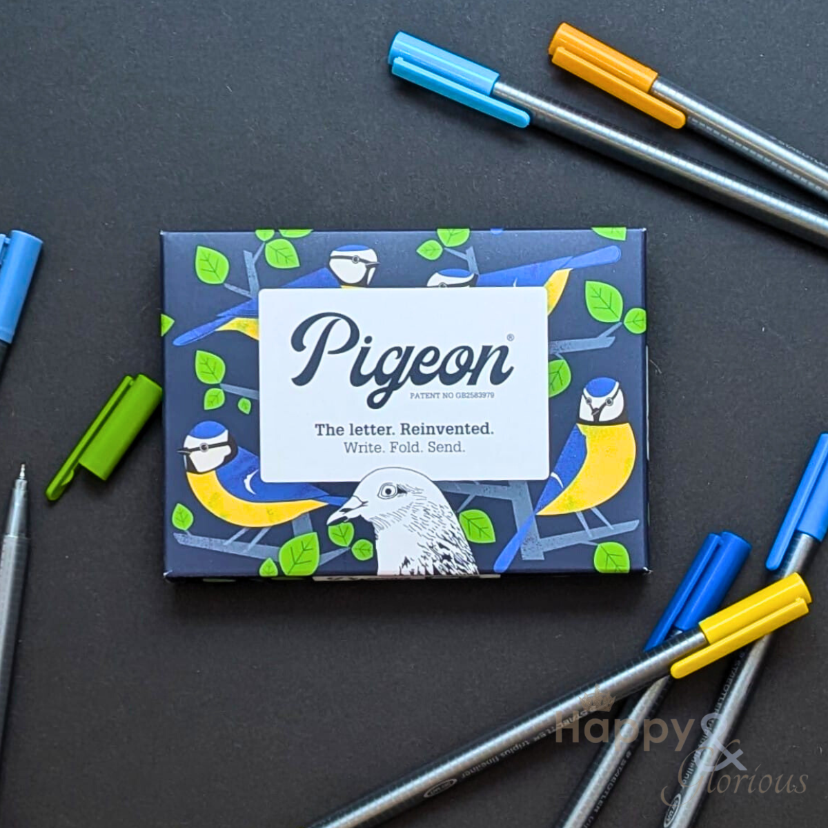 Dawn Chorus Pigeon - pack of 6 folding letters – Happy & Glorious