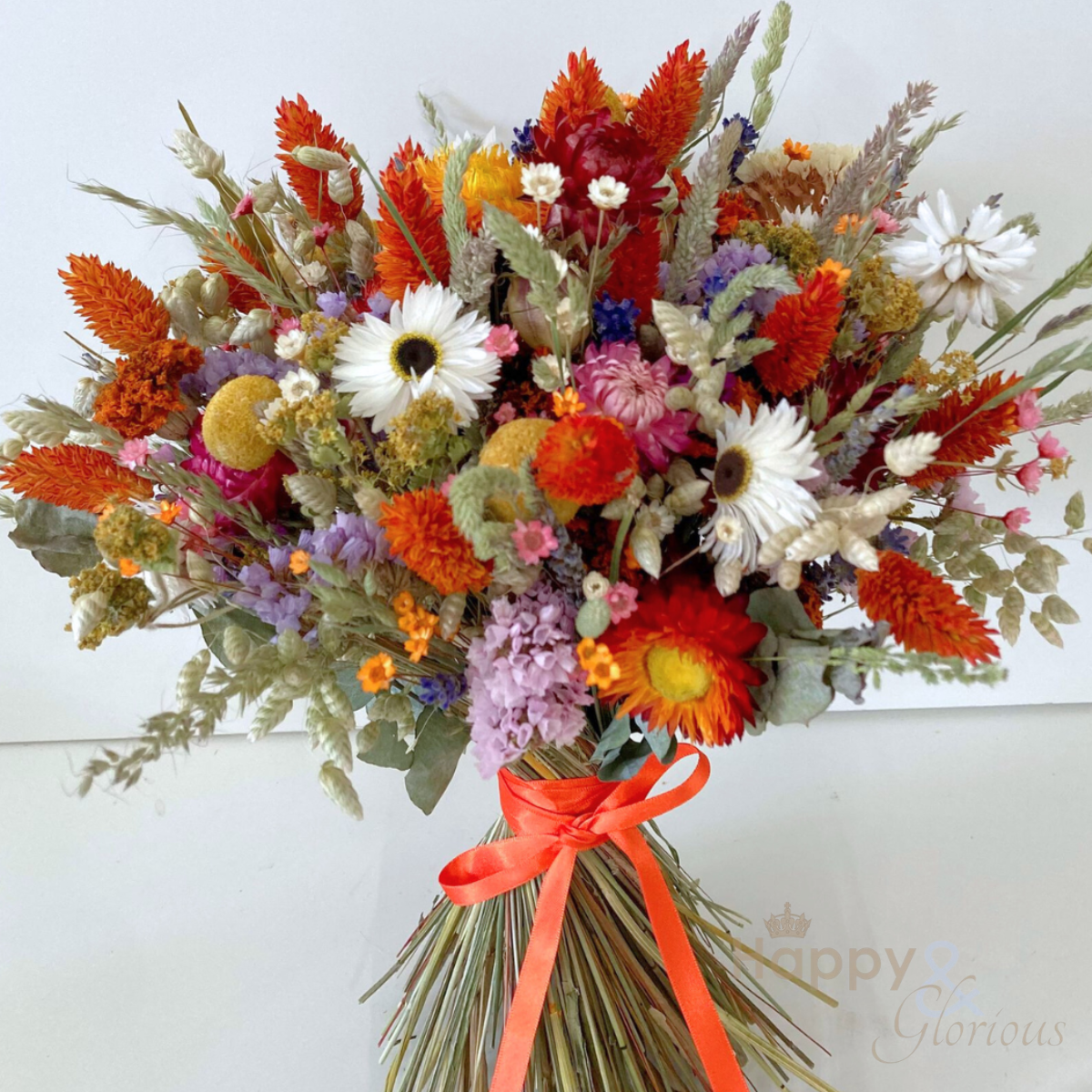 Dried flower wedding bouquet