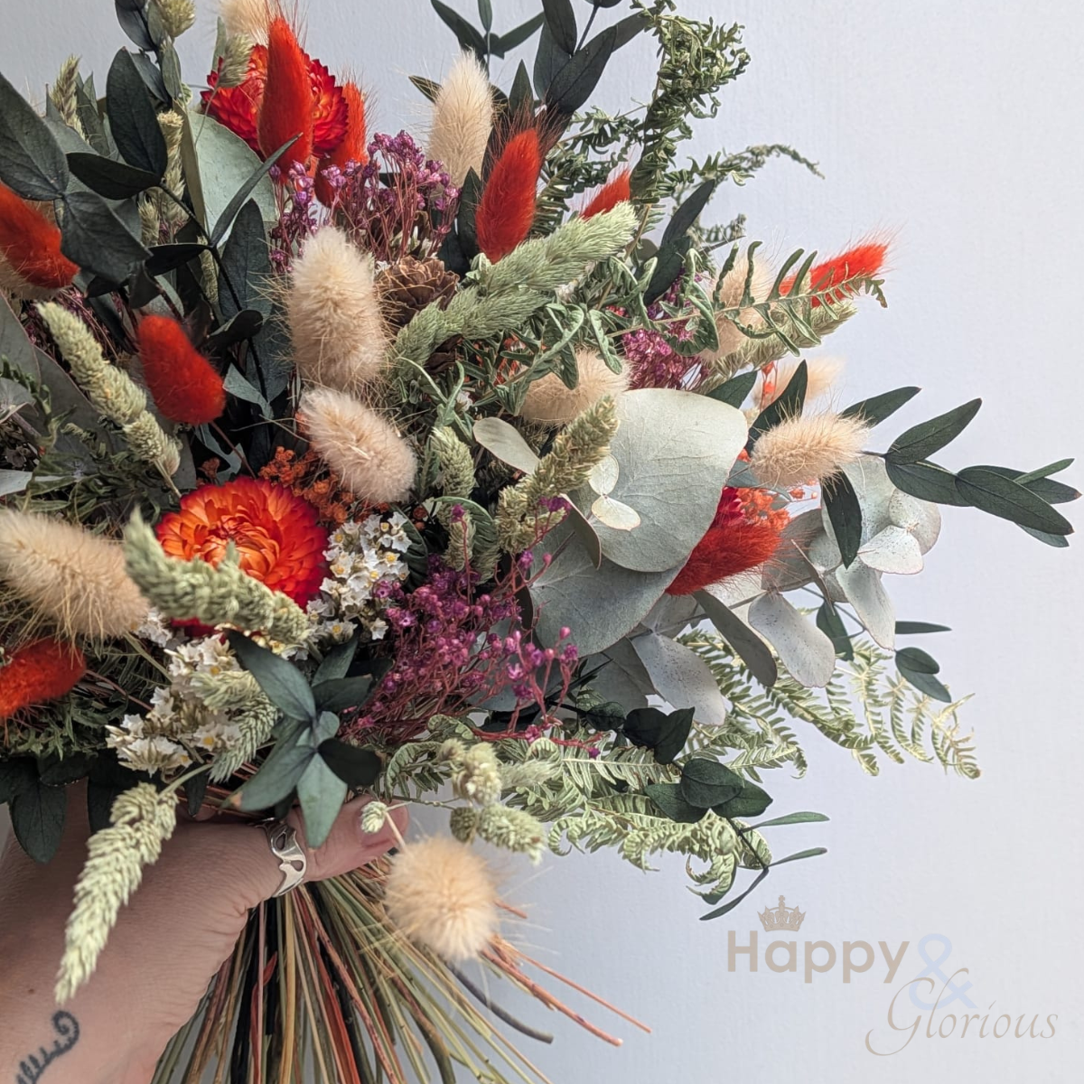 Dried flower wedding bouquet