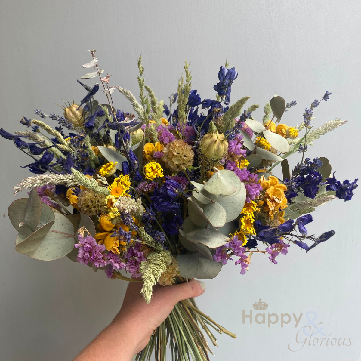 Dried flower wedding bouquet