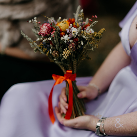 Dried flower wedding bridesmaid bouquet/flower girl posy