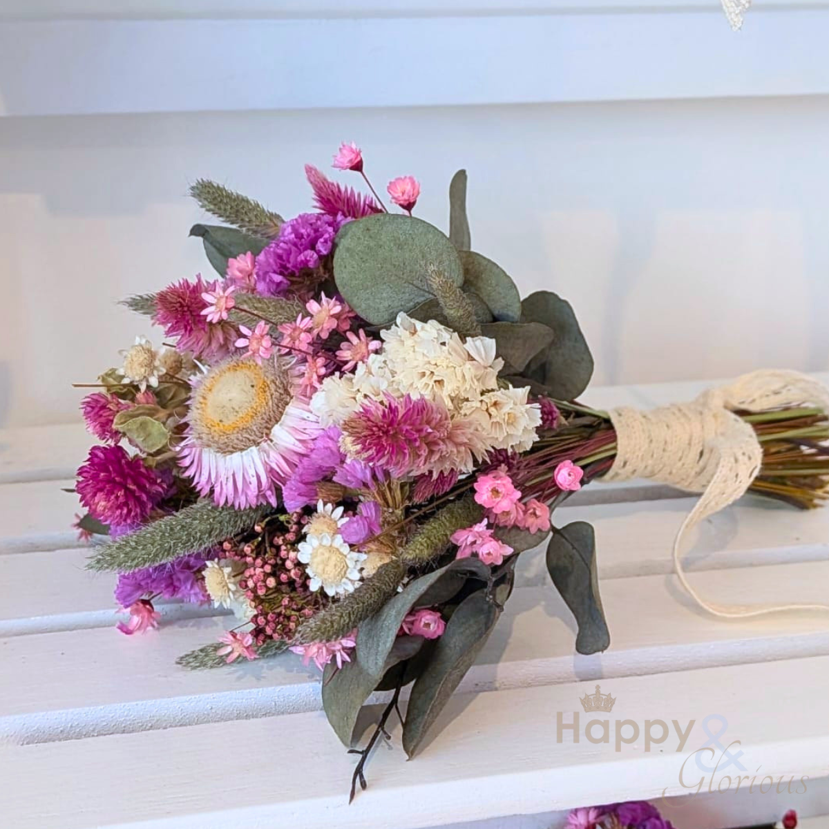Dried flower wedding bridesmaid bouquet/flower girl posy