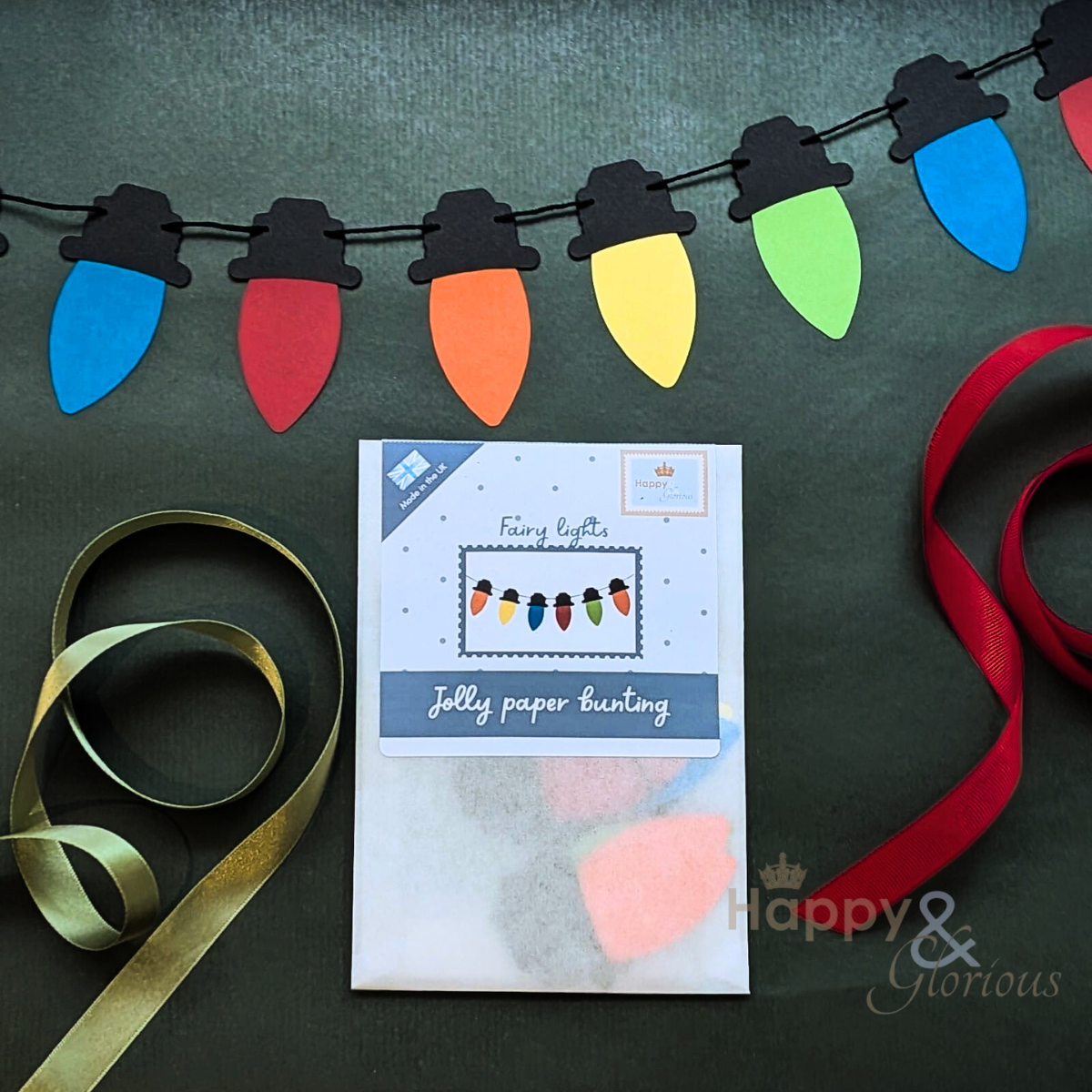 Fairy lights jolly paper bunting - handmade Christmas party decoration | UK made