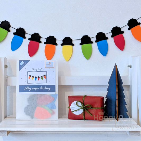 Fairy lights jolly paper bunting - handmade Christmas party decoration | UK made