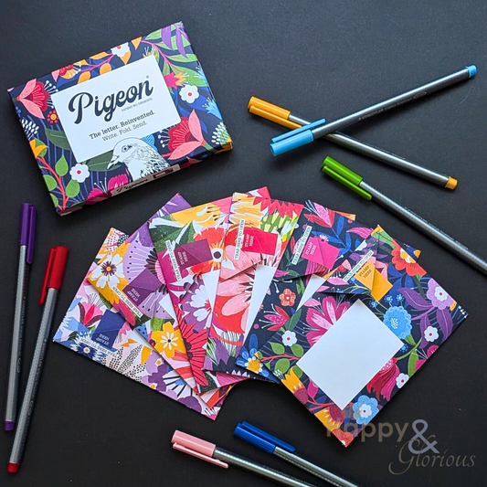 Floral Fantasia Pigeon - pack of 6 folding letters