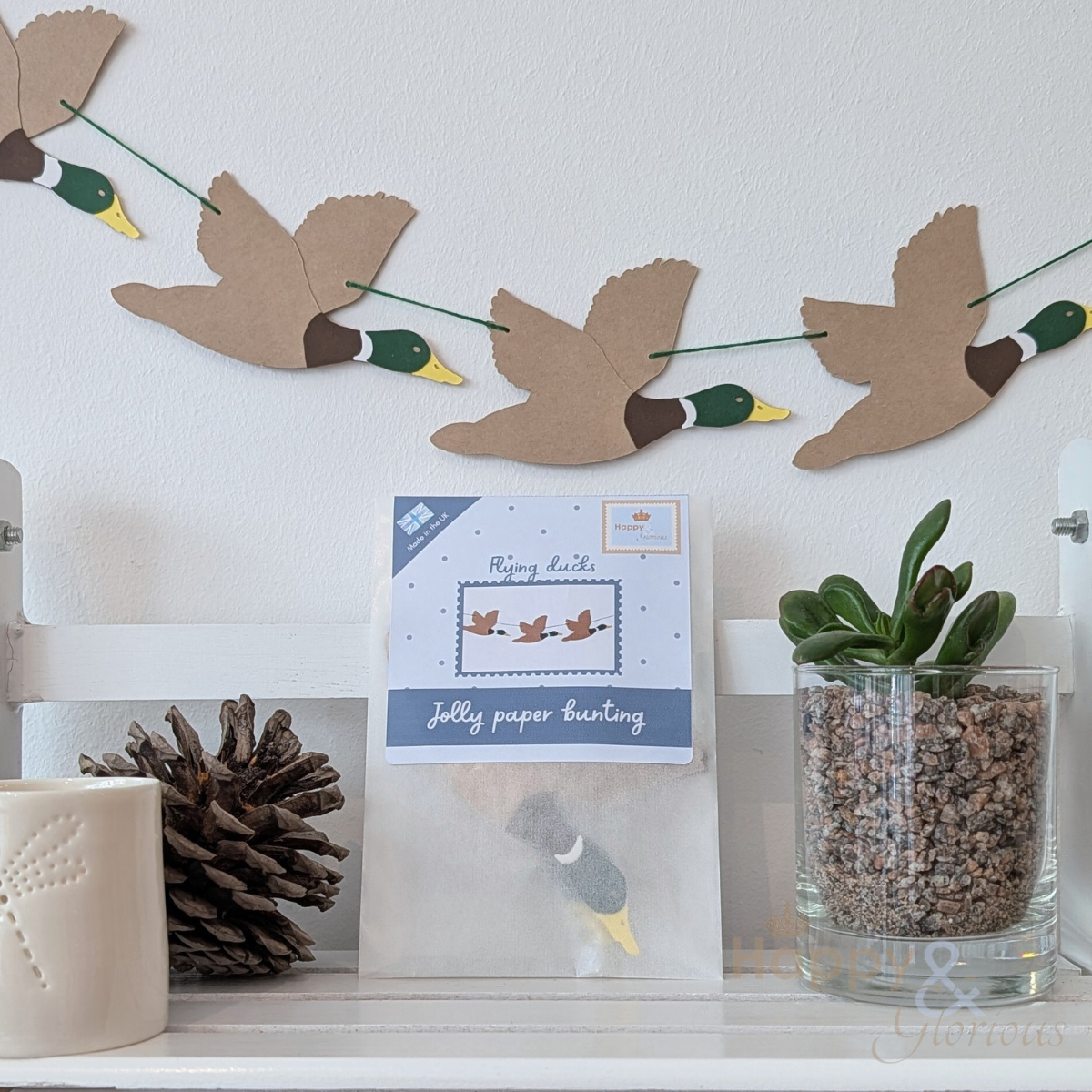 Flying ducks jolly paper bunting - handmade party decoration | UK made