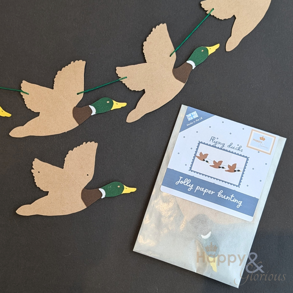 Flying ducks jolly paper bunting - handmade party decoration | UK made