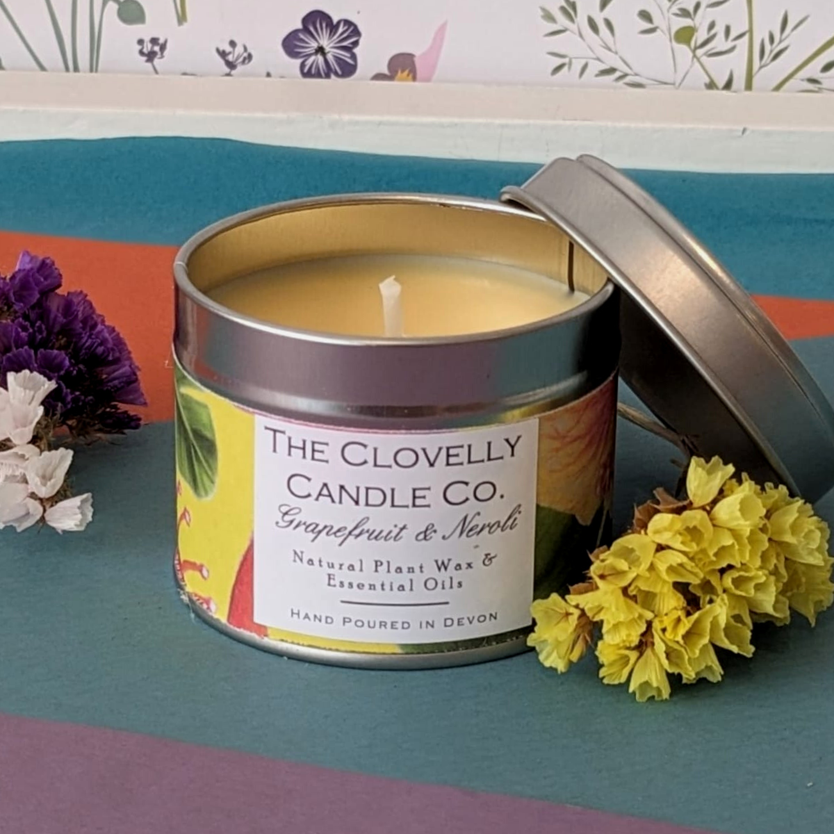 Clovelly grapefruit & neroli essential oil candle in tin