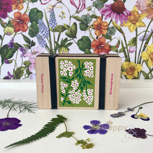 Green & white forget-me-not pocket flower press
