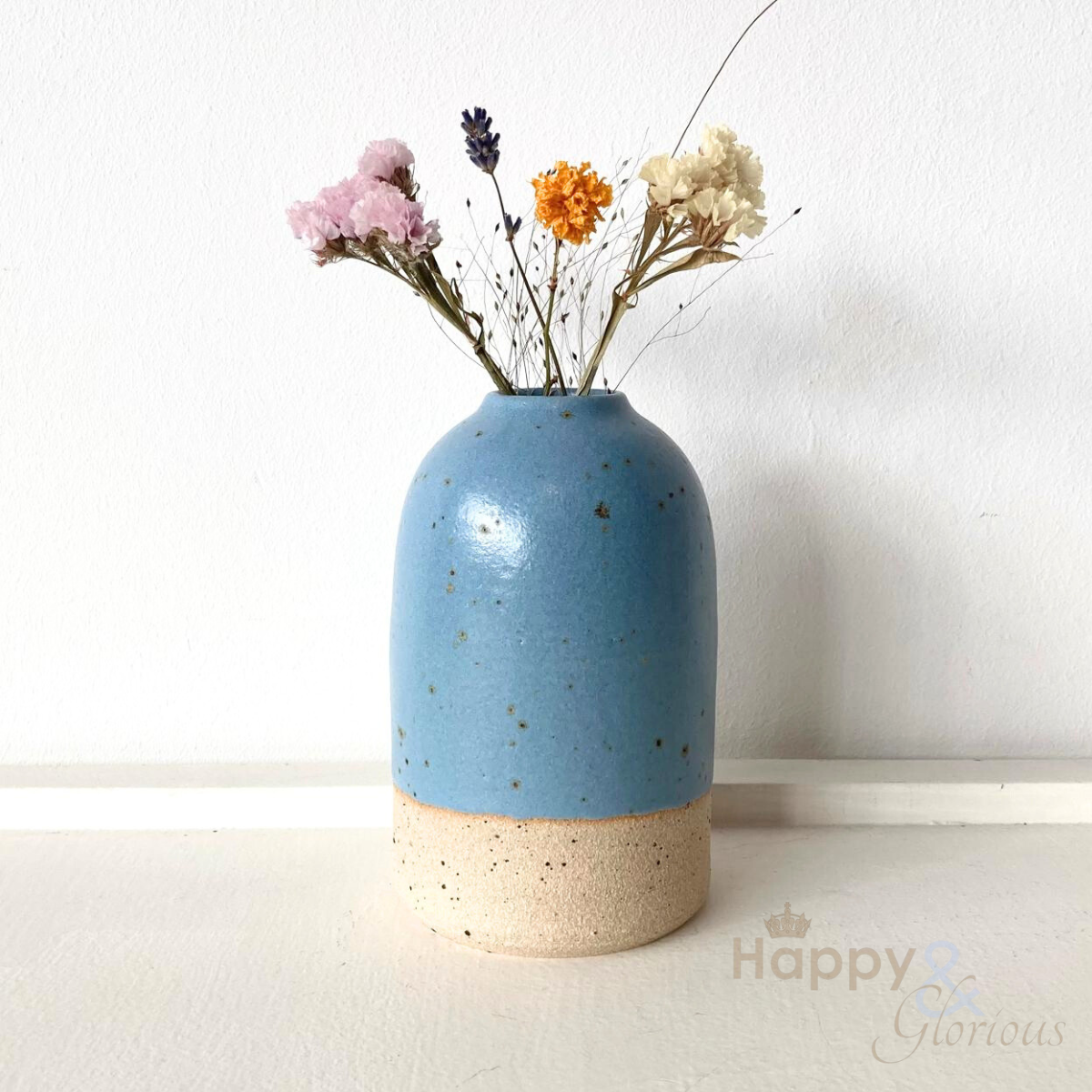 Medium cornflower blue stoneware vase