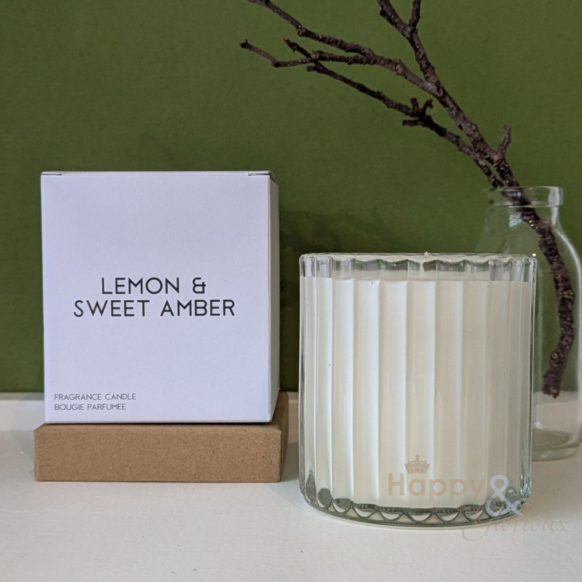 Lemon & sweet amber soy wax scented candle