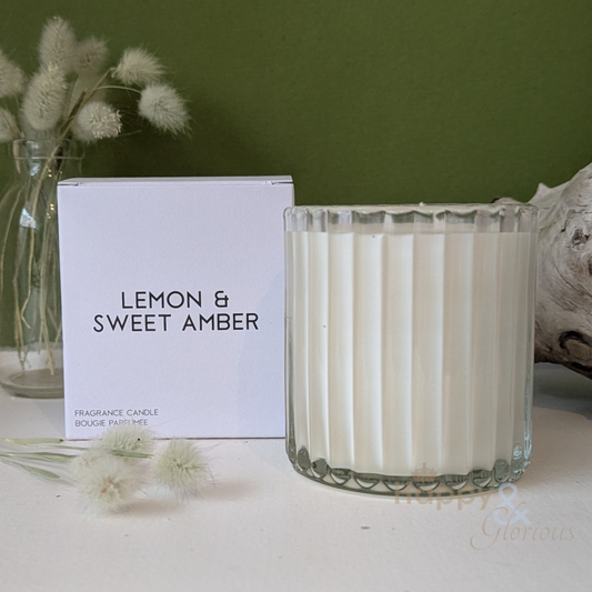 Lemon & sweet amber soy wax scented candle
