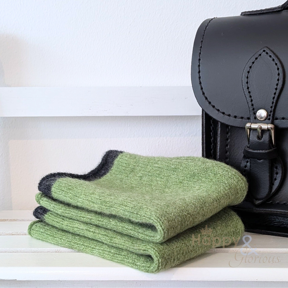 Light green felted merino wool wristwarmer gloves