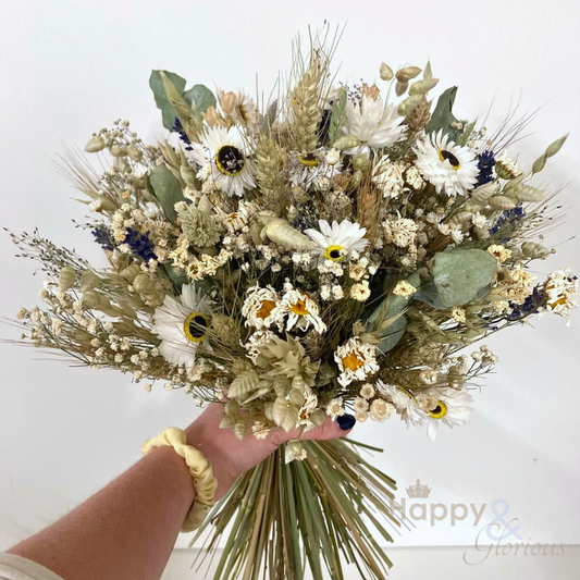 Dried flower wedding bouquets & arrangements | Linen Meadow palette