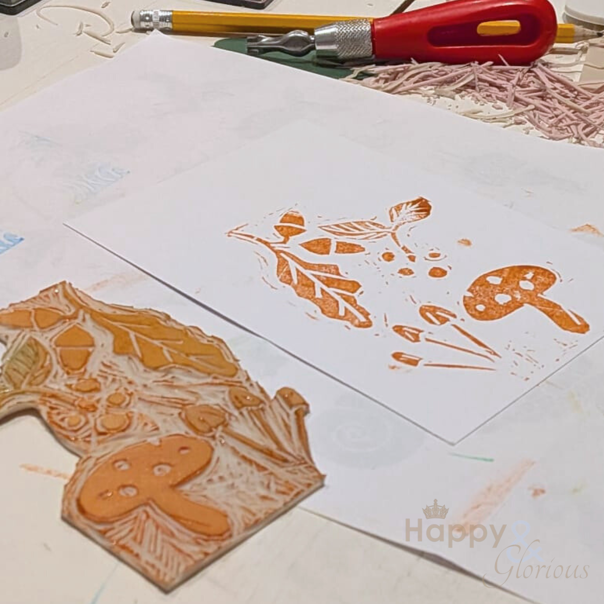 Nature linocut stamping workshop - Monday 29th June