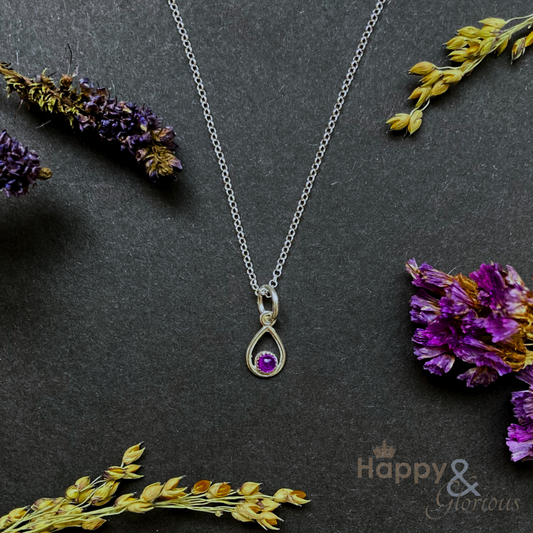 Sterling silver & amethyst teardrop pendant