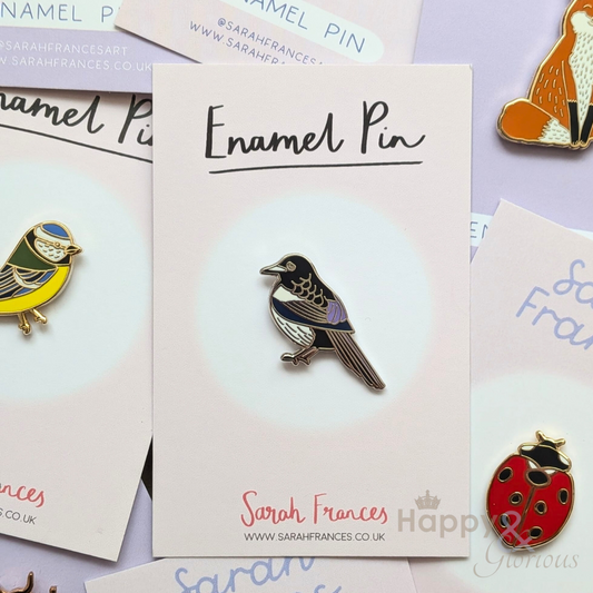 Magpie enamel pin badge