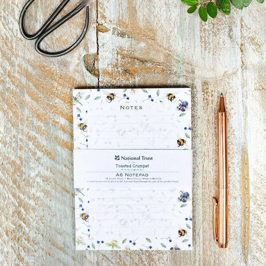 Bees & wildflowers A6 jotter notepad
